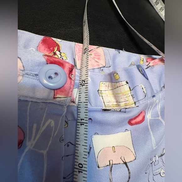 Southern Lady Blue Ankle Cropped Pants with Feminine Print size 12 - Picture 13 of 14